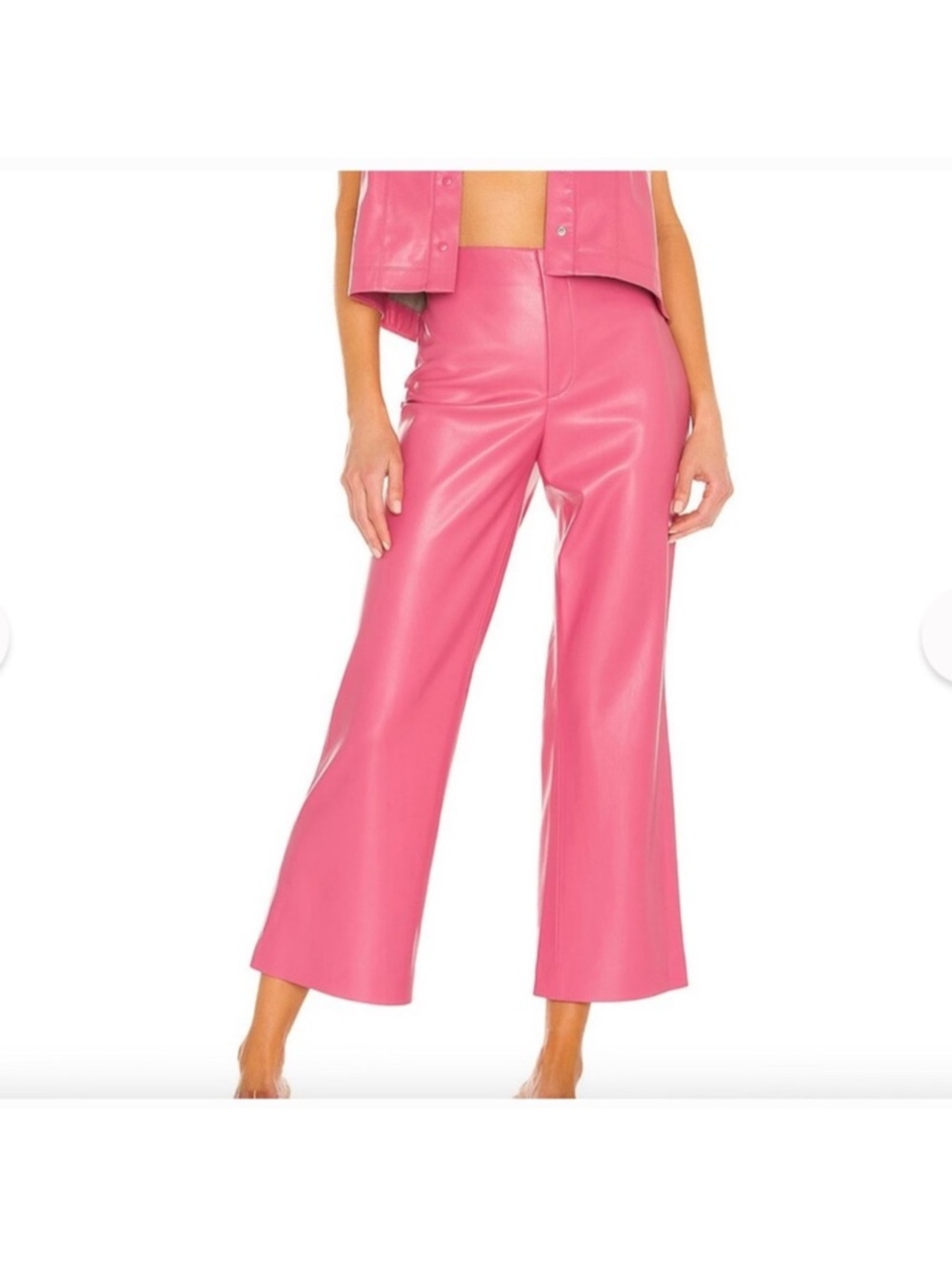 Alice + Olivia Bubblegum Pink Faux Leather Wide-Leg Pants
